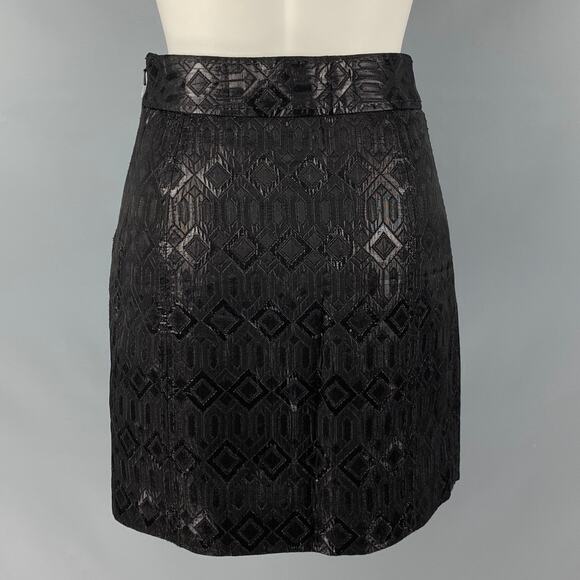 TORY BURCH Size 0 Black Acetate Rayon Pleated Mini Skirt - Picture 3 of 4